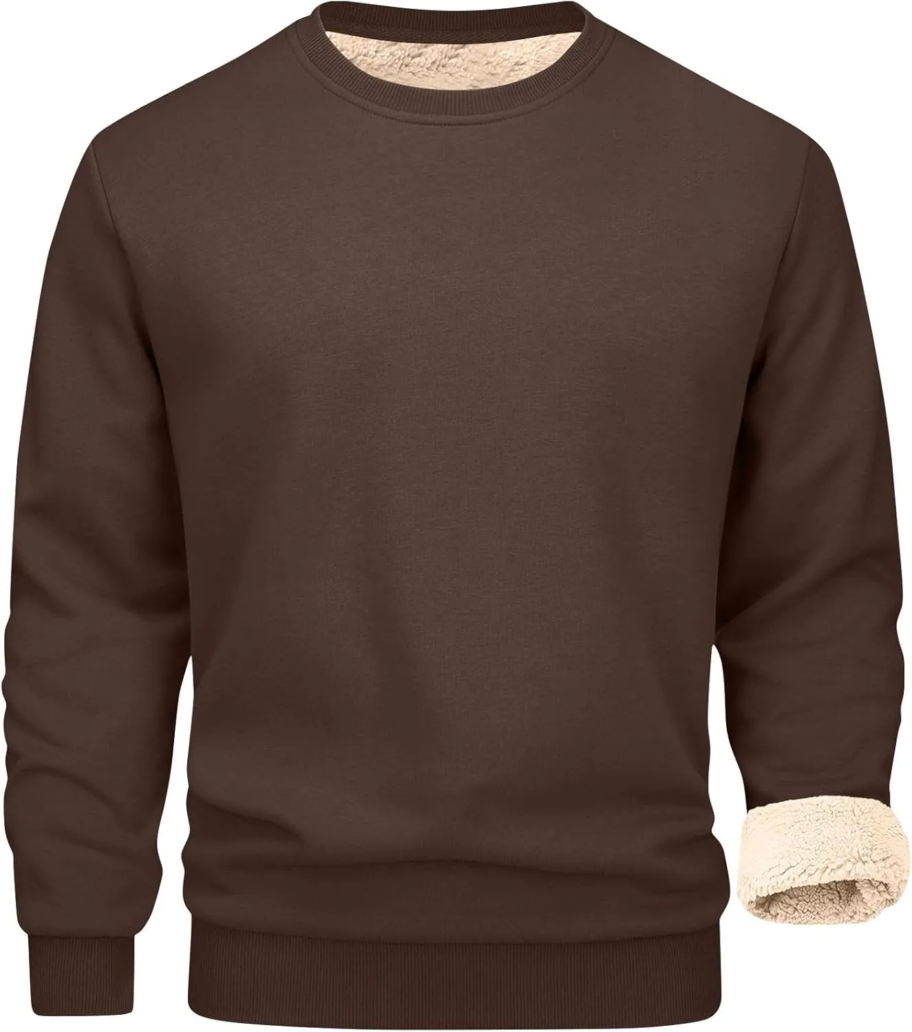 2 Pack Thermal Sherpa Lined Undershirts for Men Long Sleeve Fleece Pullover Underwear Chunky Crewneck Winter Sweater