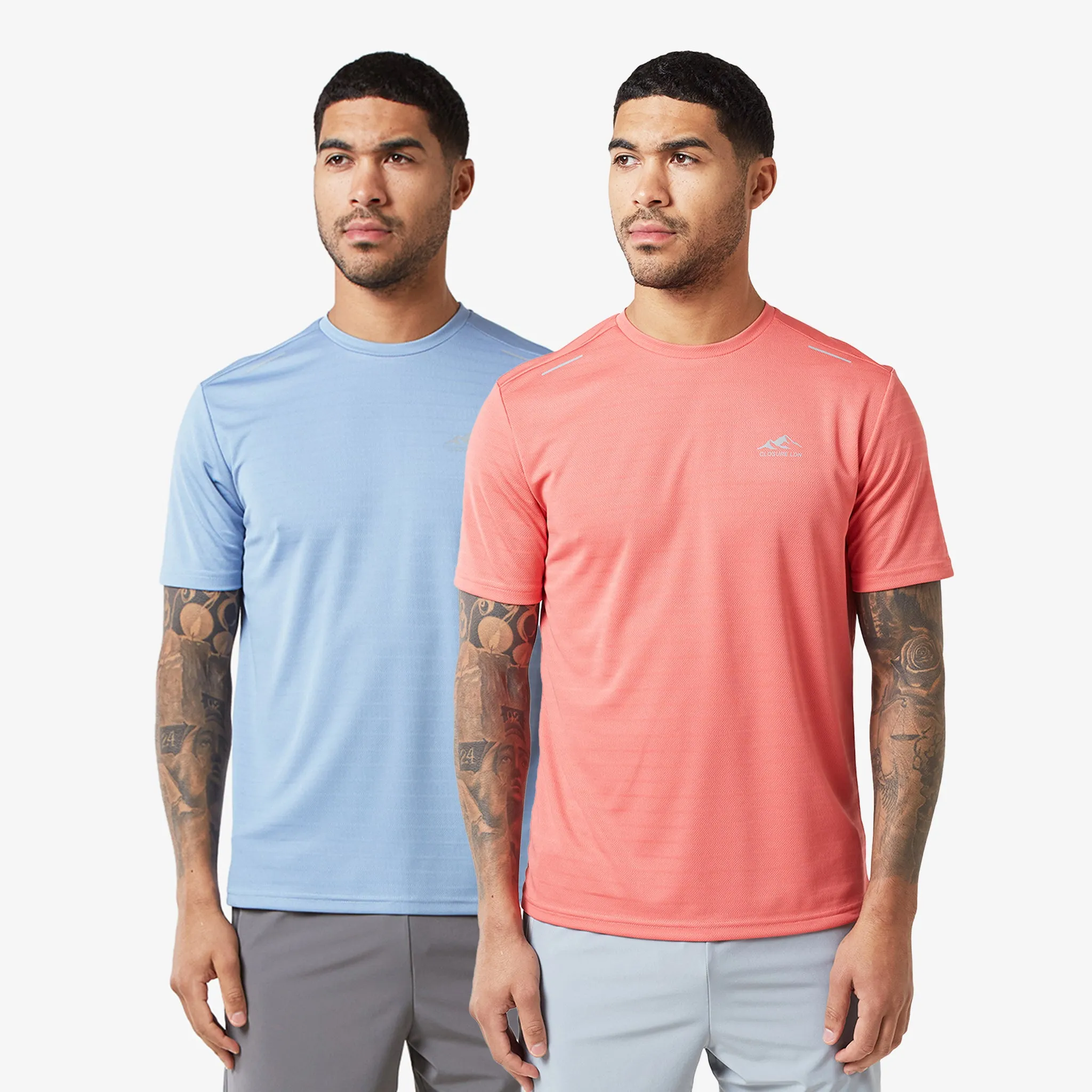 2-Pack Training T-Shirts | Dusty Blue/Coral
