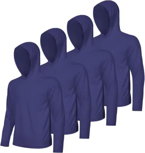 4 Pack Men's UPF 50  Sun Protection Hoodie Shirts Long Sleeve Shirts Quick Dry Lightweight for Running Workout Hiking Fishing
