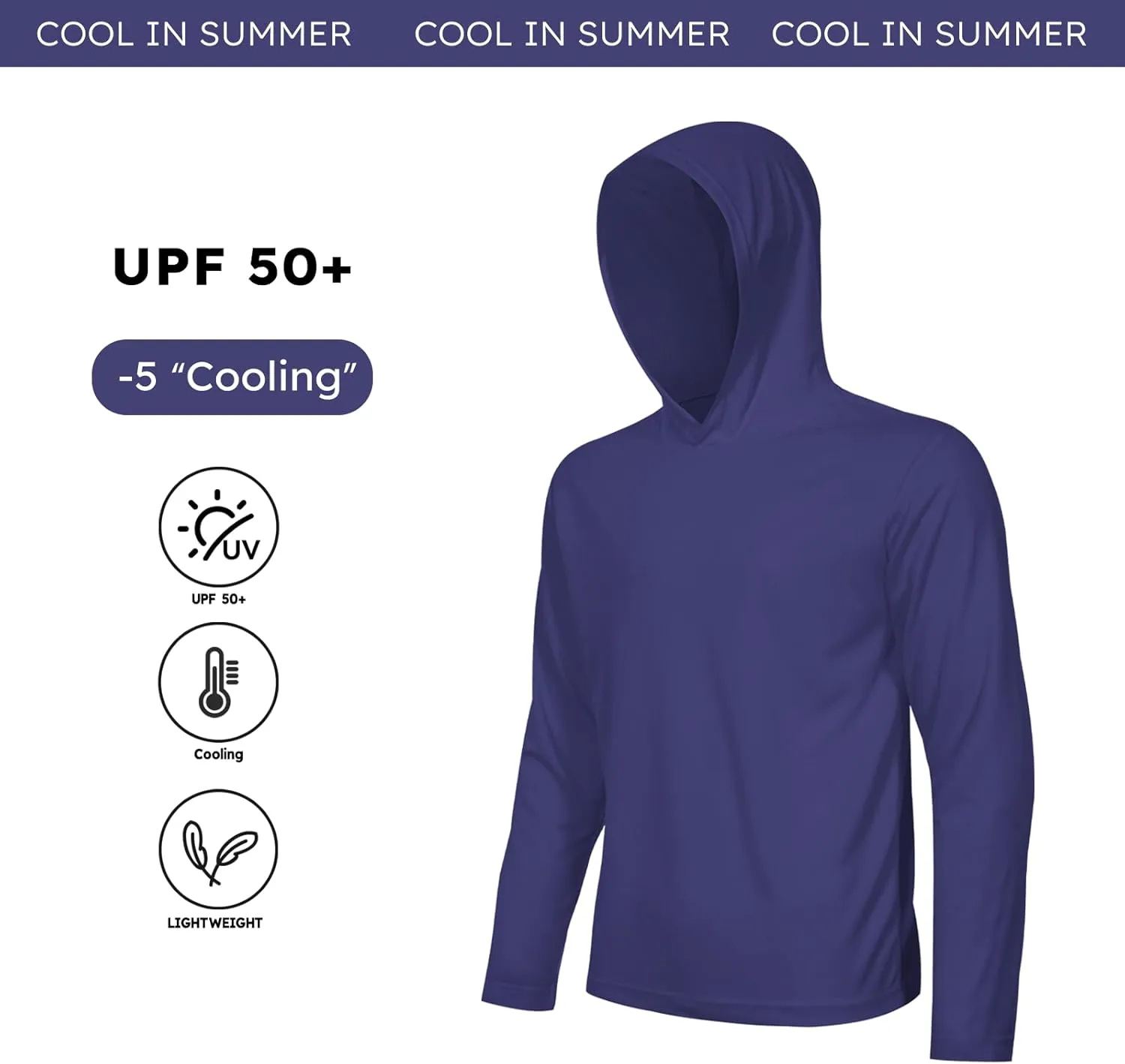 4 Pack Men's UPF 50  Sun Protection Hoodie Shirts Long Sleeve Shirts Quick Dry Lightweight for Running Workout Hiking Fishing