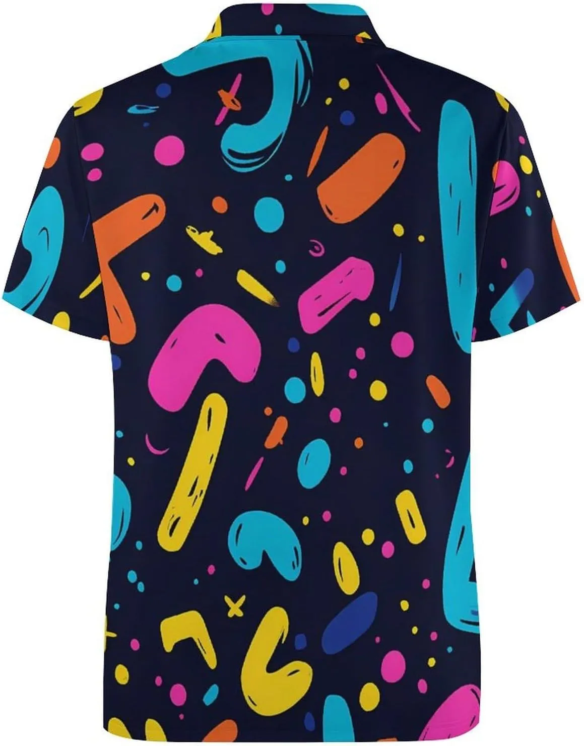 90s Colorful Lettering And Dots Mens Polo Shirts Quick Dry Short Sleeve T-shirts Slim Tennis Collared Tees Tops