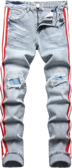 ABSECAI Men's Ripped Jeans Slim Fit Skinny Stretch Jeans Pant