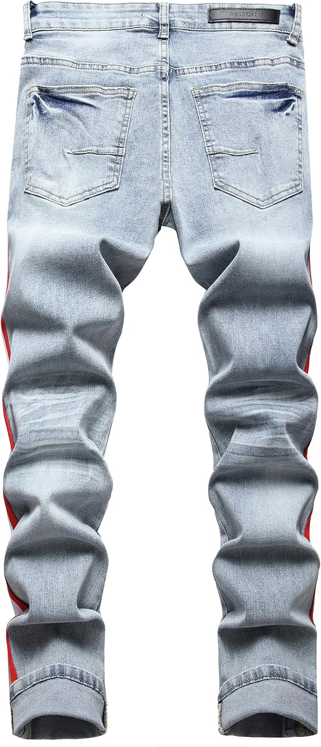 ABSECAI Men's Ripped Jeans Slim Fit Skinny Stretch Jeans Pant