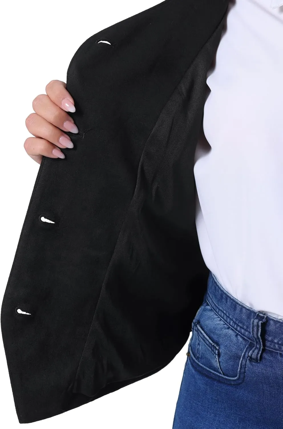 Agnes Orinda Plus Size Vests for Women Fully Lined 4 Button V-Neck Business Dressy Tuxedo Suit Vest Waistcoat