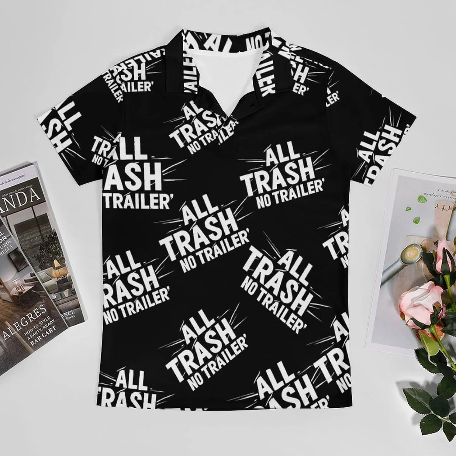 All Trash No Trailer Classic Polo Shirts for Men Quick Dry Short Sleeve Fit Golf Tees Casual Tops