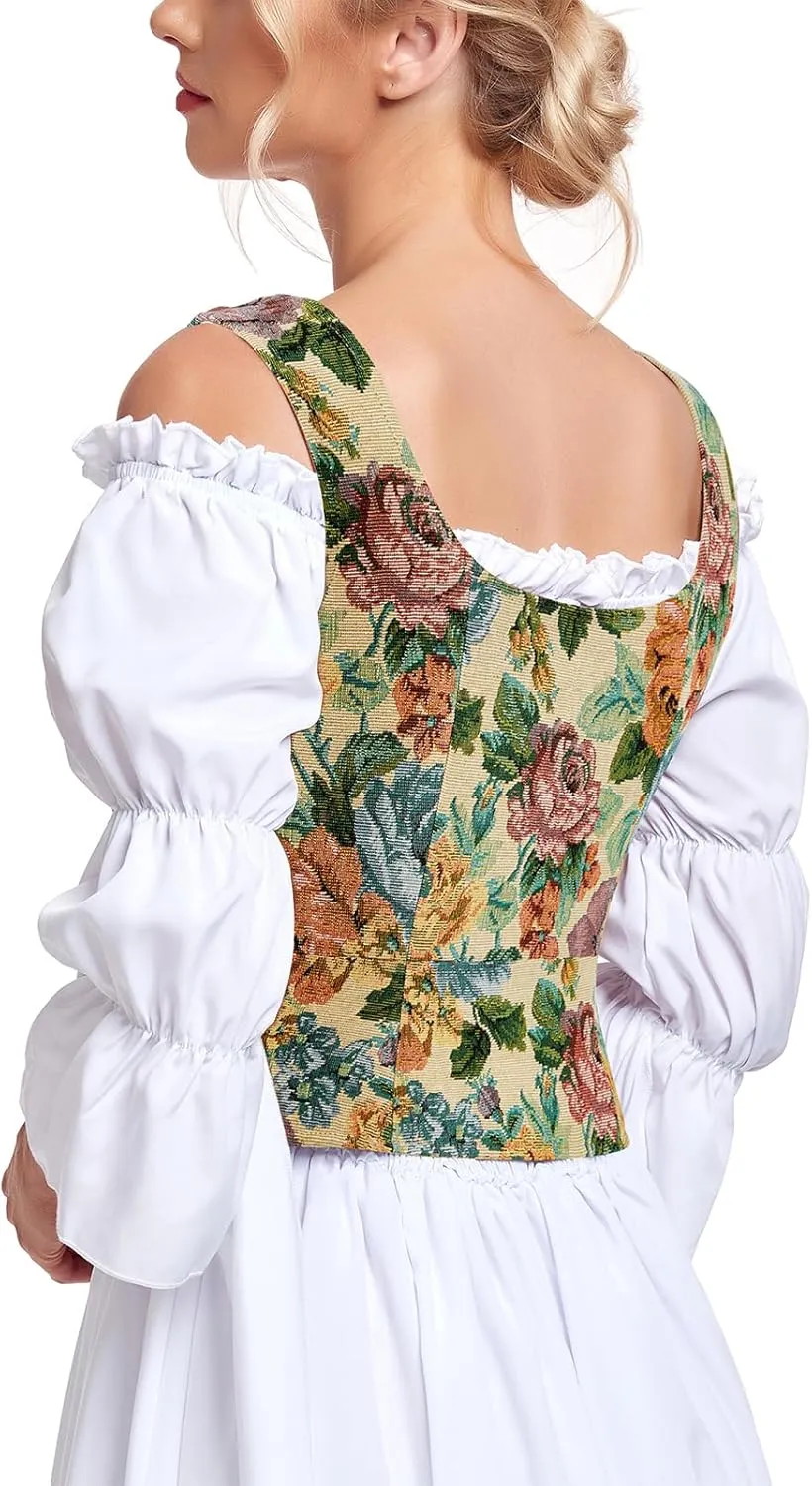 American Trends Women Pirate Renaissance Vest Cosplay Costume Waistcoat Halloween Steampunk Gothic Medieval Bodice