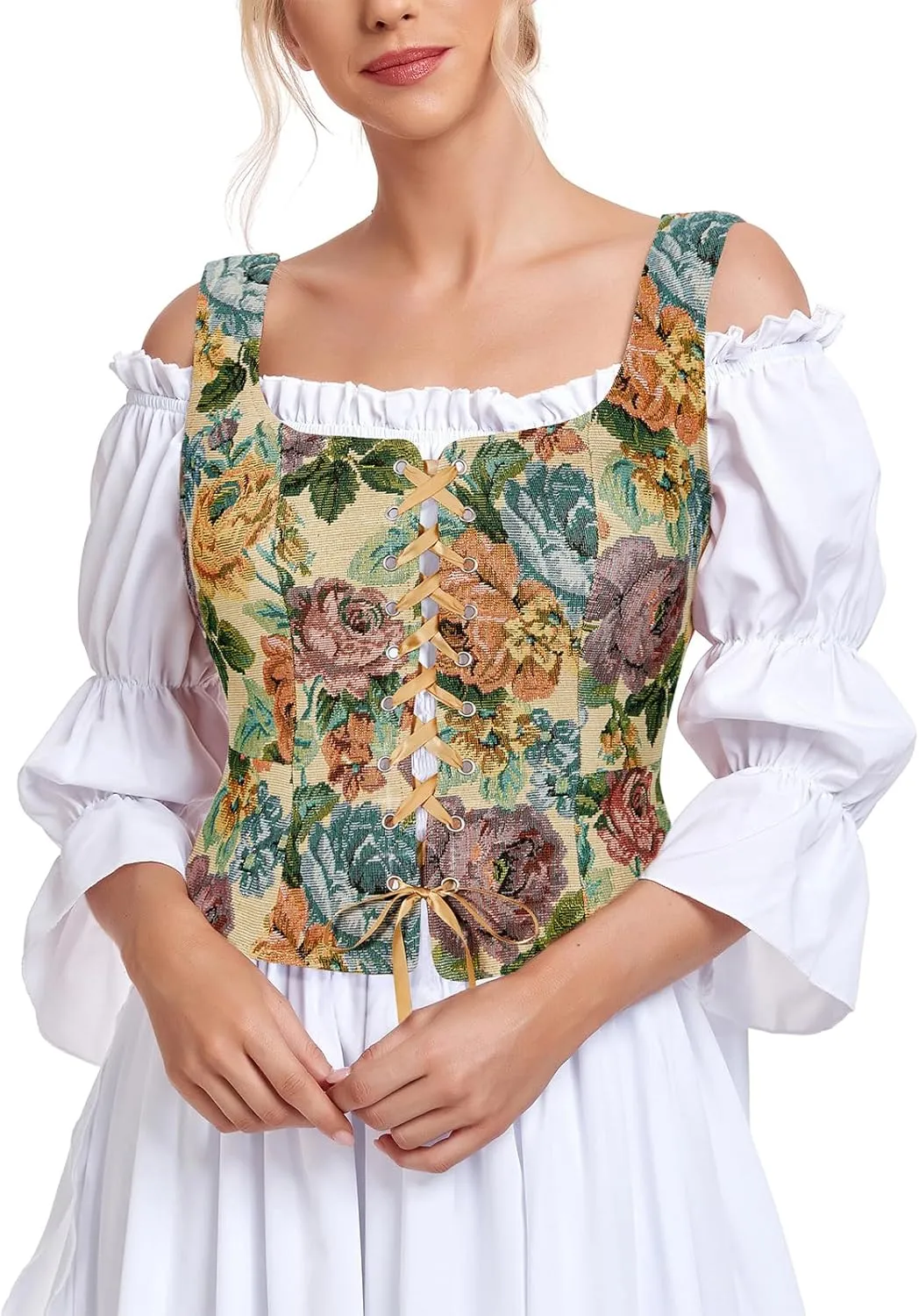American Trends Women Pirate Renaissance Vest Cosplay Costume Waistcoat Halloween Steampunk Gothic Medieval Bodice