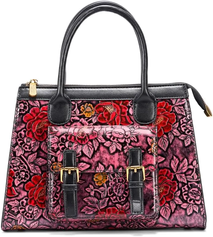 and Handbags for Satchel Vintage Embossing Long Shoulder Strap Crossbody Bag Leather Shoulder Women Handle bags