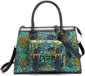 and Handbags for Satchel Vintage Embossing Long Shoulder Strap Crossbody Bag Leather Shoulder Women Handle bags