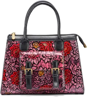 and Handbags for Satchel Vintage Embossing Long Shoulder Strap Crossbody Bag Leather Shoulder Women Handle bags