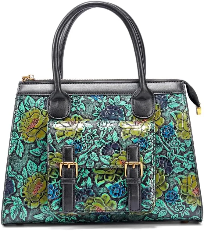 and Handbags for Satchel Vintage Embossing Long Shoulder Strap Crossbody Bag Leather Shoulder Women Handle bags