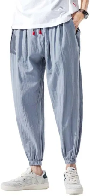Aoleaky Streetwear Men Harem Pants Korean Style Casual Cotton Linen Trouser Man Jogger Pants Baggy Pants Men