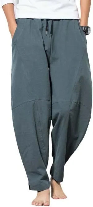 Aoleaky Streetwear Men Harem Pants Korean Style Casual Cotton Linen Trouser Man Jogger Pants Baggy Pants Men