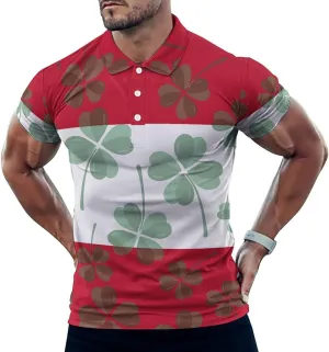 Austria Flag Four Leaf Clovers Mens Polo Shirts Quick Dry Short Sleeve T-shirts Slim Tennis Collared Tees Tops