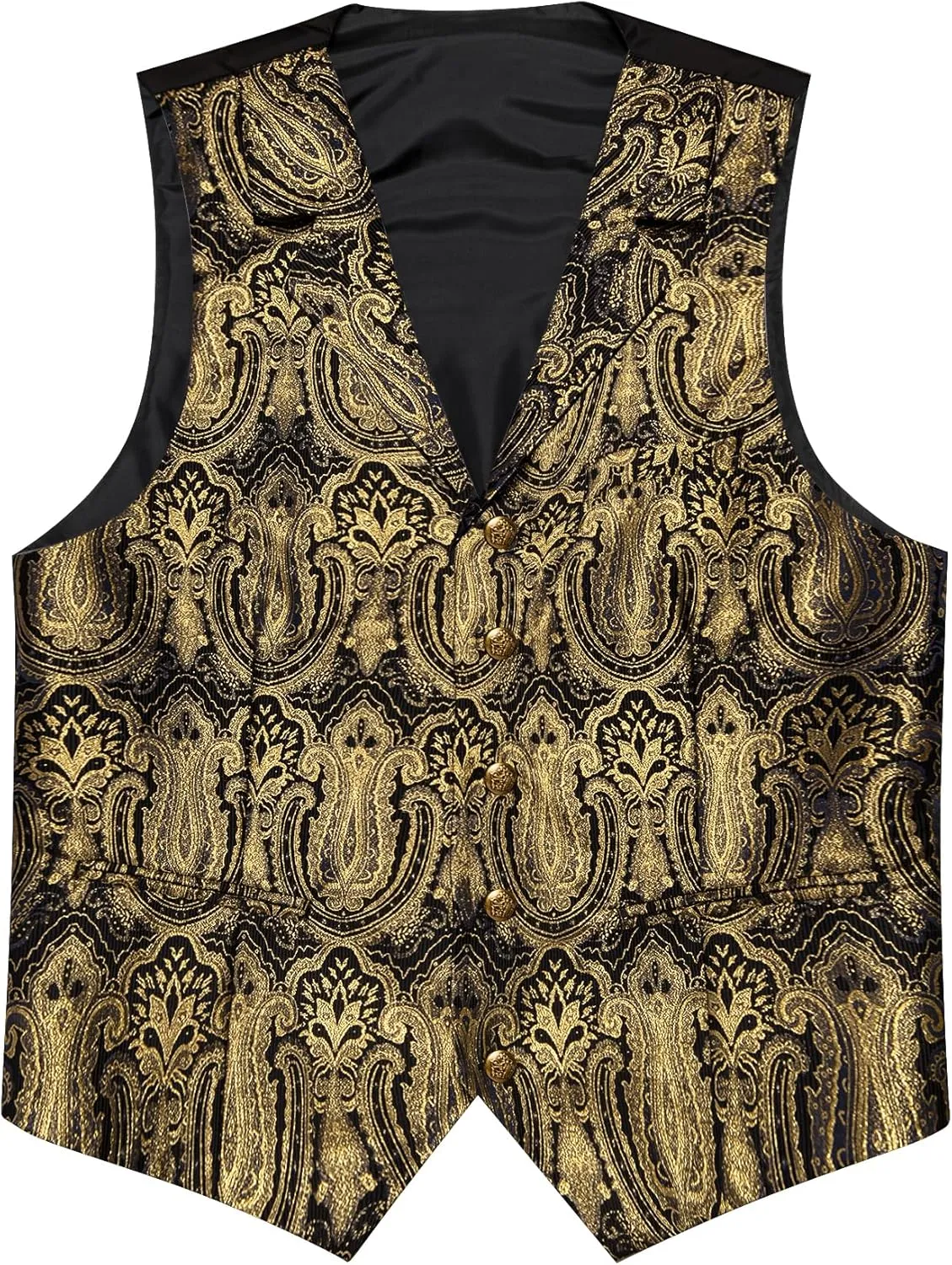 Barry.Wang Mens Silk Lapel/Shawl Collar Vest Tie Sleeve Holder Set Formal/Casual Paisley Vests Wedding Tuxedo Waistcoat