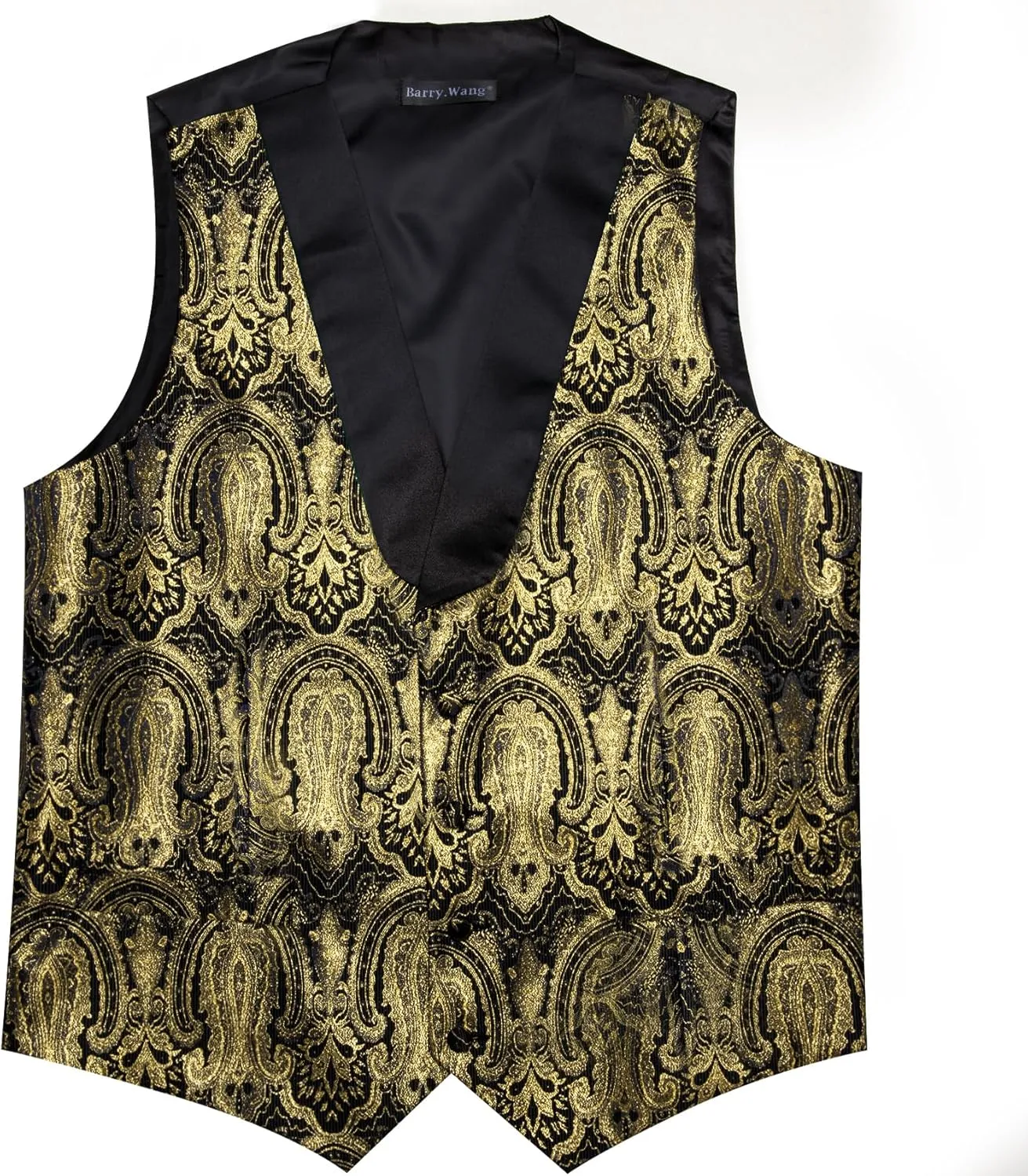 Barry.Wang Mens Silk Lapel/Shawl Collar Vest Tie Sleeve Holder Set Formal/Casual Paisley Vests Wedding Tuxedo Waistcoat