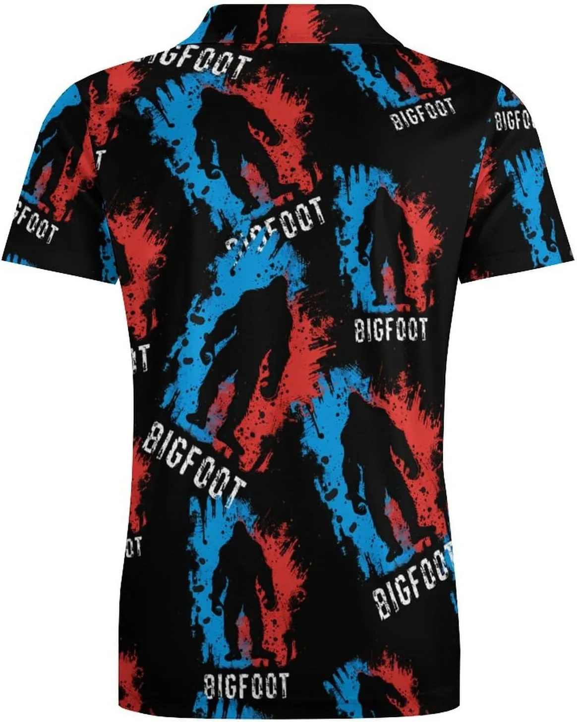 Bigfoot Blue And Red Classic Polo Shirts for Men Quick Dry Short Sleeve Fit Golf Tees Casual Tops