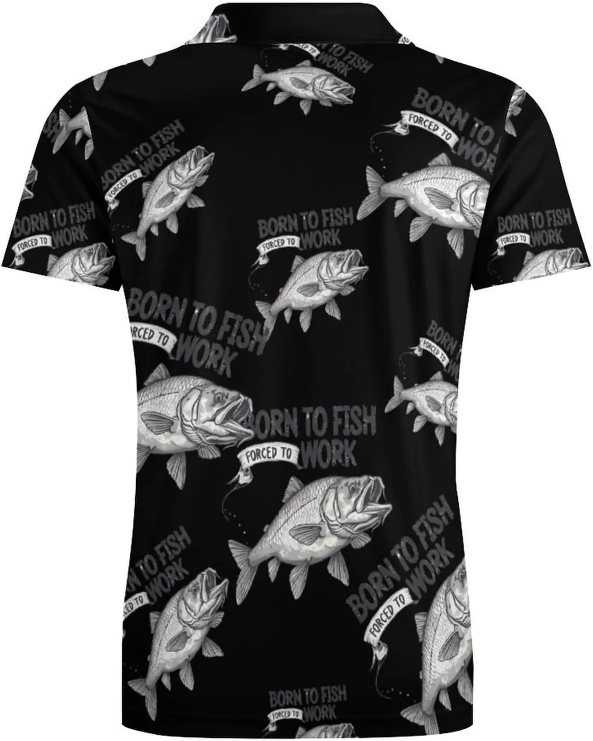 Born To Fish Forced To Work Classic Polo Shirts for Men Quick Dry Short Sleeve Fit Golf Tees Casual Tops