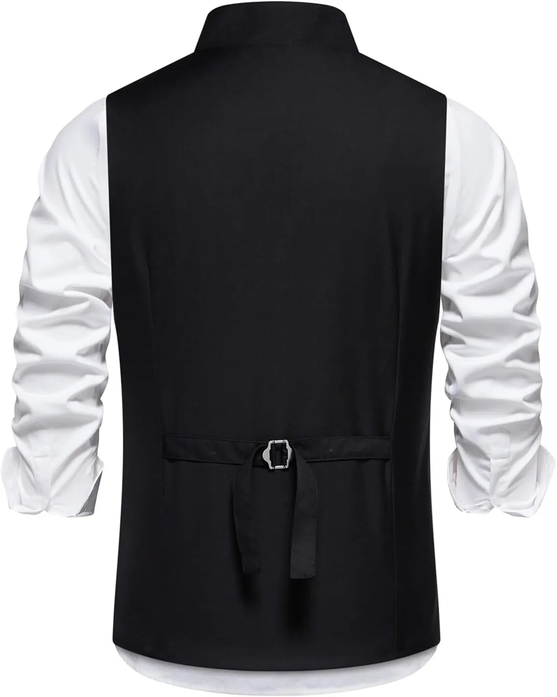 Boyland Men's Double Breasted Business Wedding Vests Dress Waistcoat 10 Buttons Closure V-Neck Suit Vest Slim Fit Plus Size