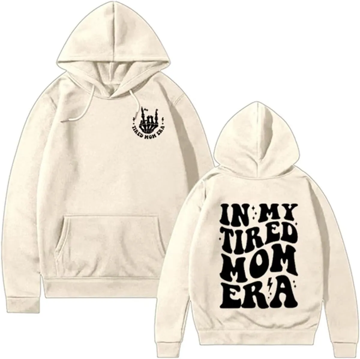 BOYRMSLGY Mama Hoodies for Women In My Tired Mom Era Sweatshirt Funny Mom Shirts Gift for Mother Casual Long Sleeve Tops
