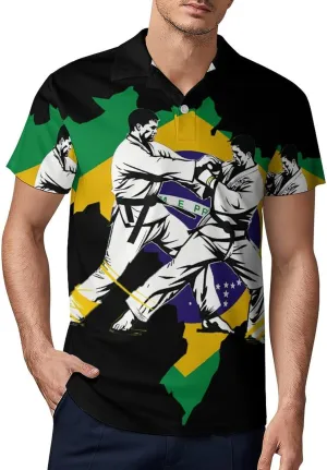 Brazilian Jiu-Jitsu Brazil Classic Polo Shirts for Men Quick Dry Short Sleeve Fit Golf Tees Casual Tops