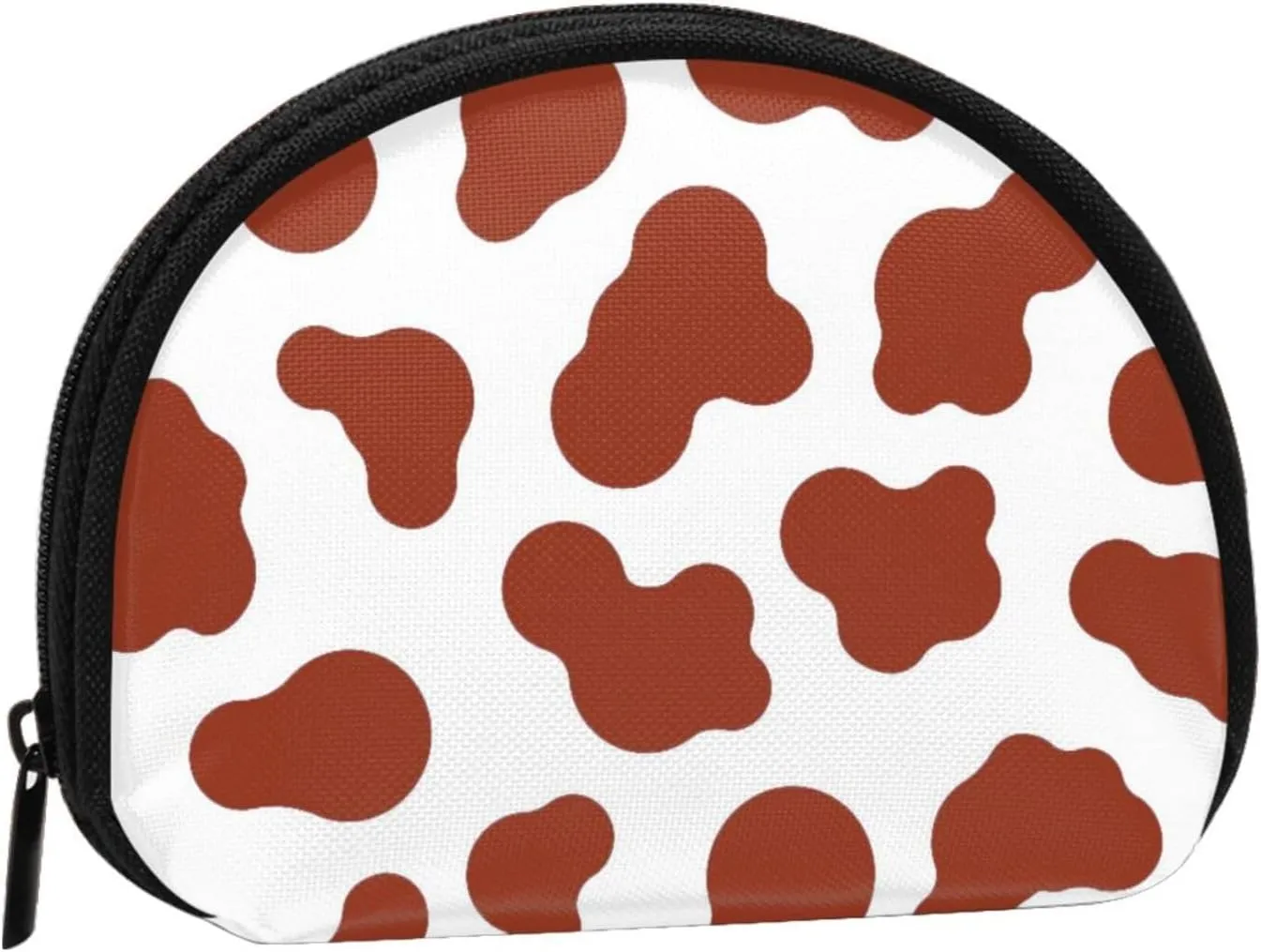 Brown Cow Print Coin Purse Mini Wallet Change Pouch Key Holder Zipper Small Cosmetic Makeup Storage Bags