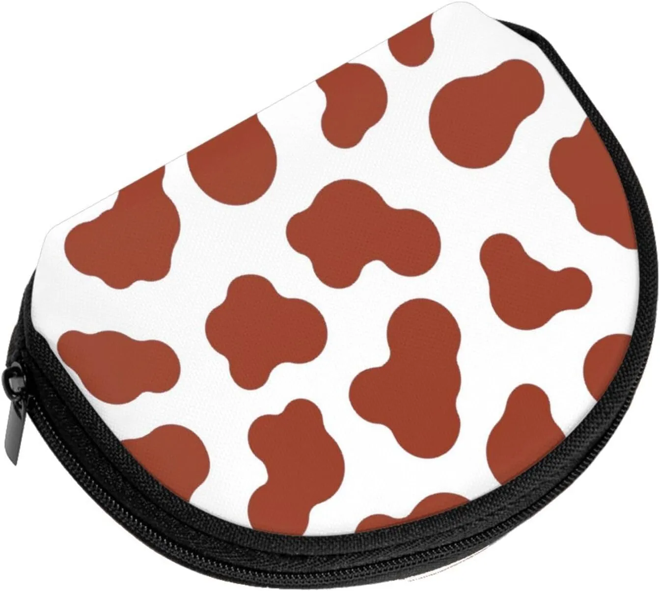 Brown Cow Print Coin Purse Mini Wallet Change Pouch Key Holder Zipper Small Cosmetic Makeup Storage Bags