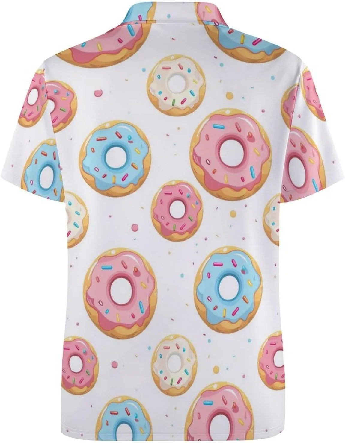 Cartoon Donuts With Sprinkle Mens Polo Shirts Quick Dry Short Sleeve T-shirts Slim Tennis Collared Tees Tops