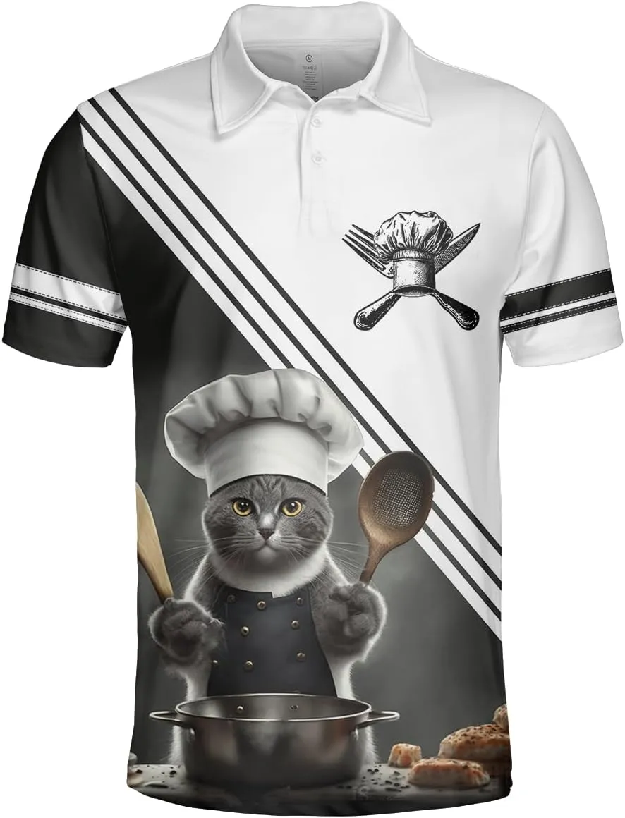 Chef Polo Shirts for Men - Chief Cook Mens Golf Shirts Short Sleeve Dry Fit Casual Tennis T-Shirt S62