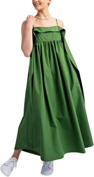 chouyatou Women's Summer Spaghetti Strap Midi Long Dress Boho Smocked Back Flowy Swing Beach Sundress
