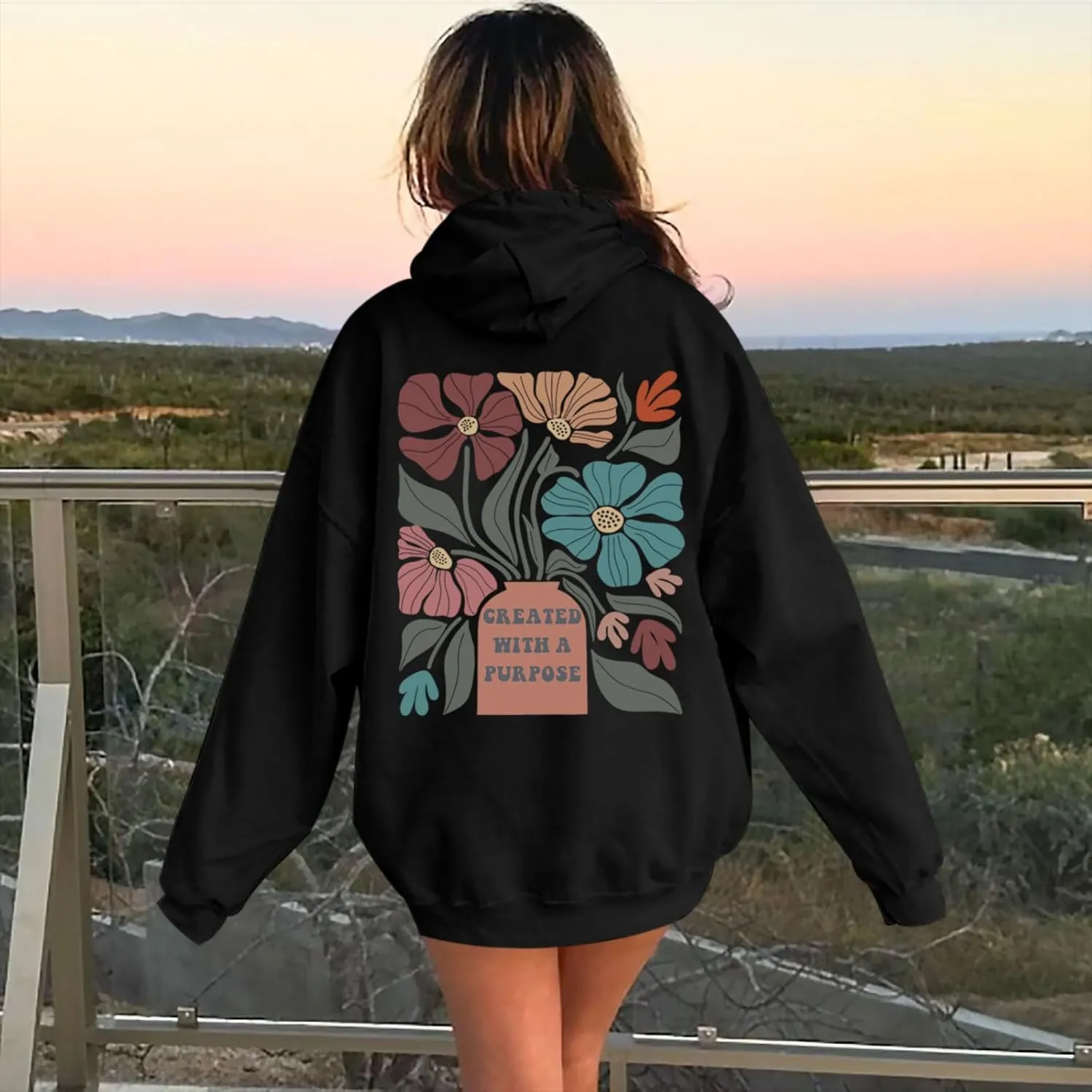 Christian Hoodies for Women Floral Graphic Bible Verse Boho Hoodie Religious Faith Sweatshirts with Sayings Pullover