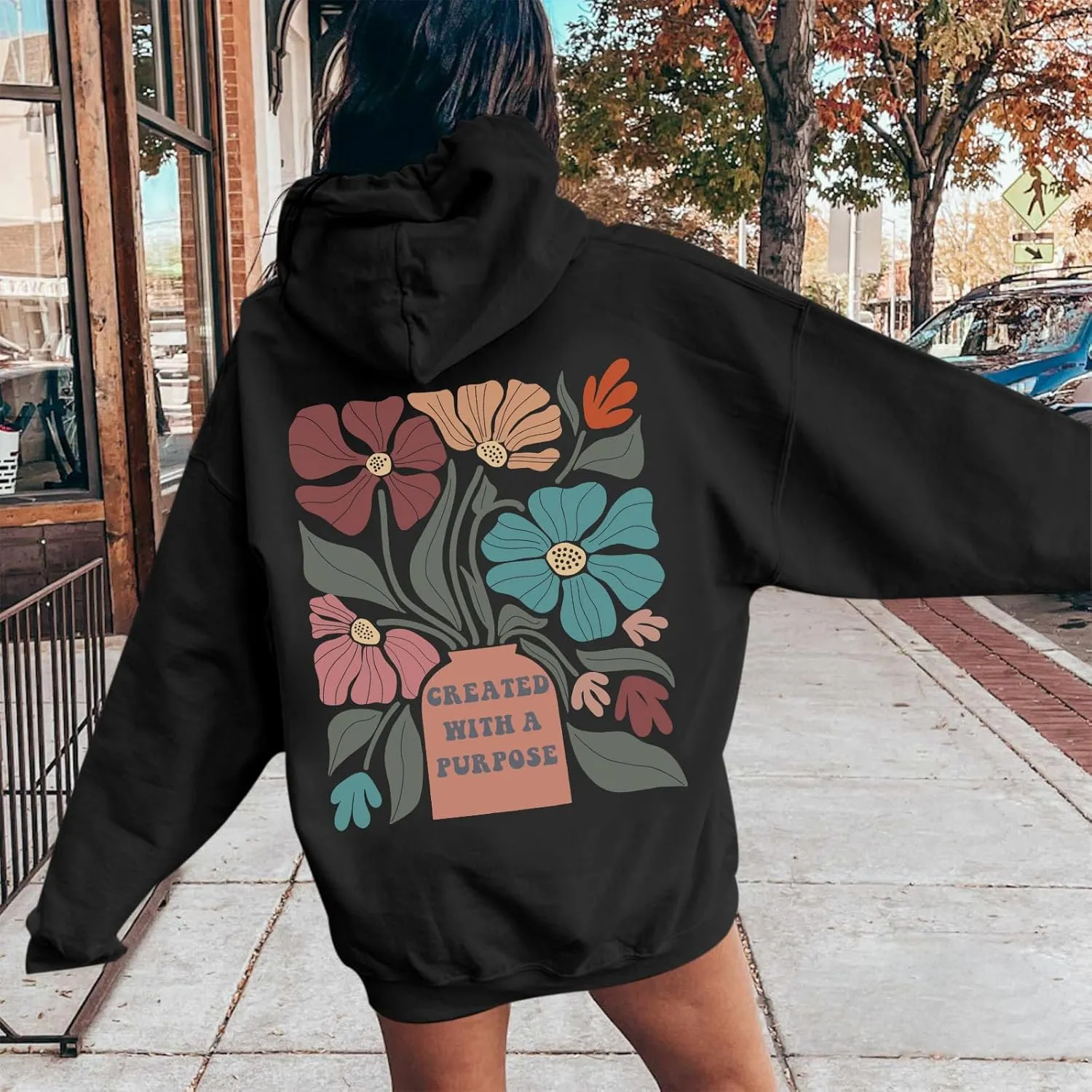 Christian Hoodies for Women Floral Graphic Bible Verse Boho Hoodie Religious Faith Sweatshirts with Sayings Pullover