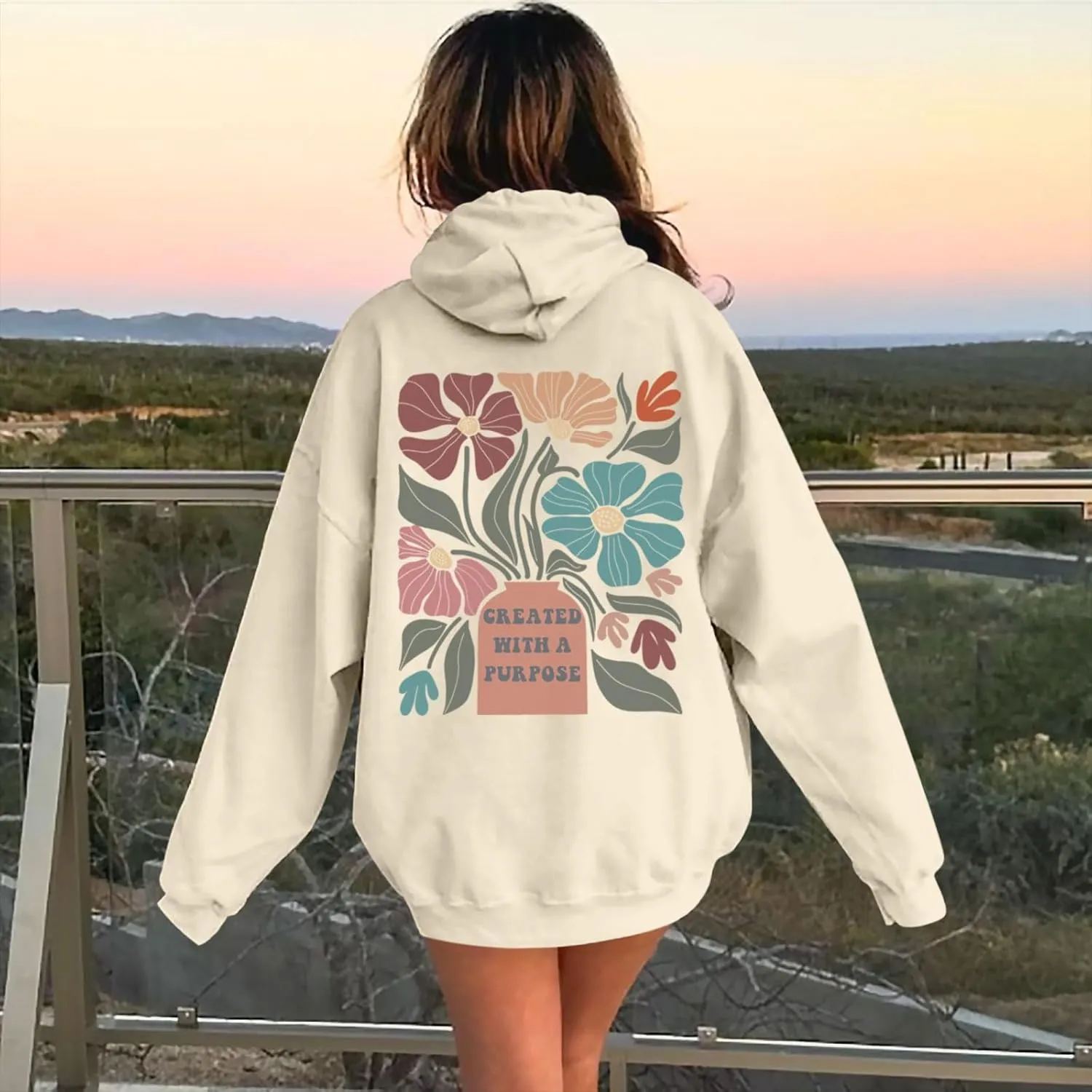Christian Hoodies for Women Floral Graphic Bible Verse Boho Hoodie Religious Faith Sweatshirts with Sayings Pullover