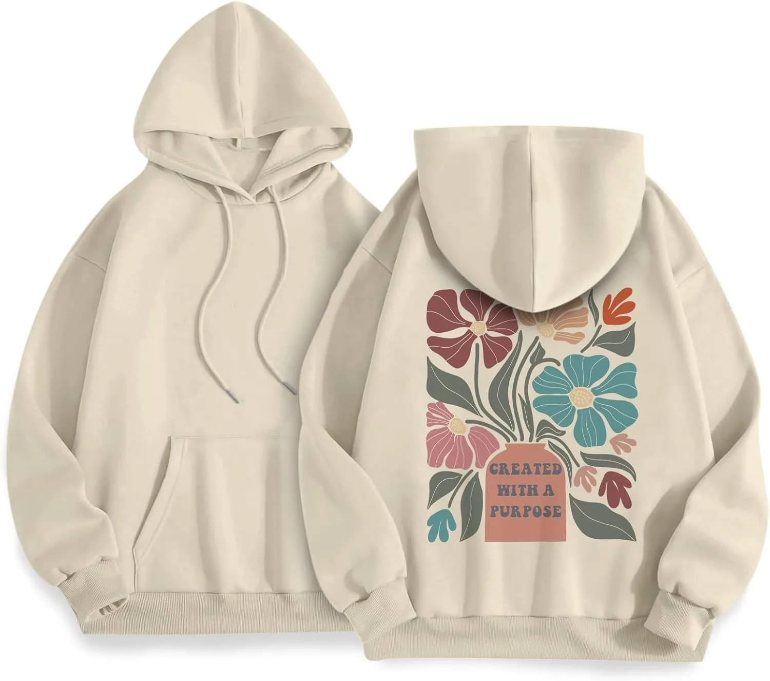 Christian Hoodies for Women Floral Graphic Bible Verse Boho Hoodie Religious Faith Sweatshirts with Sayings Pullover