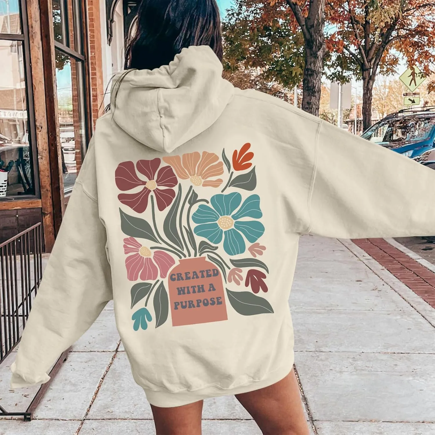 Christian Hoodies for Women Floral Graphic Bible Verse Boho Hoodie Religious Faith Sweatshirts with Sayings Pullover