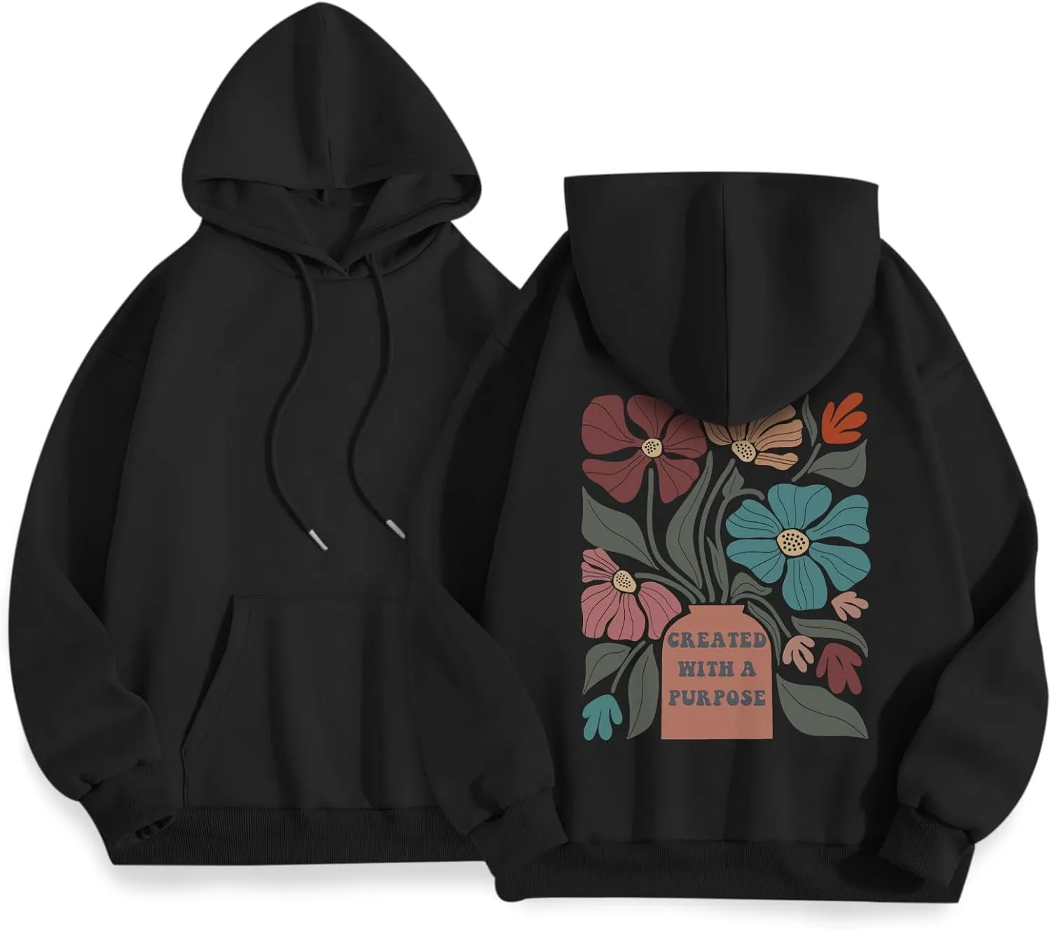 Christian Hoodies for Women Floral Graphic Bible Verse Boho Hoodie Religious Faith Sweatshirts with Sayings Pullover