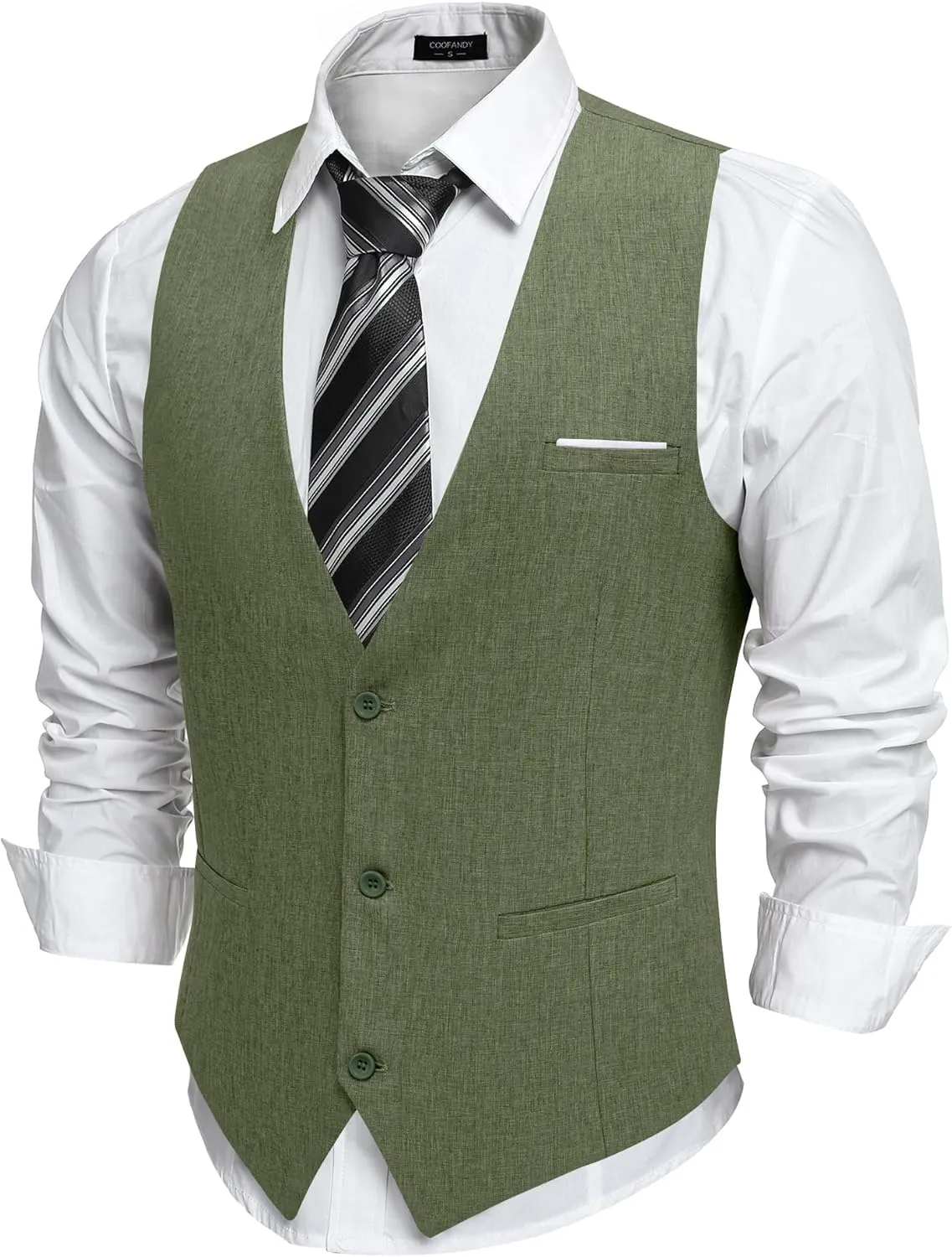 COOFANDY Men's Suit Vest V-Neck Casual Business Vests Lightweight Slim Fit Formal Dress Waistcoat for Wedding Party