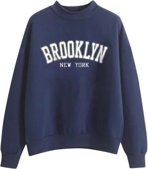 cooki Womens Hoodies Fall Clothes for Women Cute Hoodie for Teen Girls Brooklyn Print Drop Shoulder Hoodie with Pockets Tops