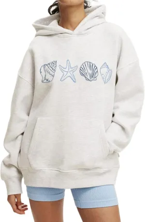 Cute Graphic Hoodies for Women Teen Girls Y2k Ocean/Seashell Oversized Sweatshirt Long Sleeve Pullover Streetwear
