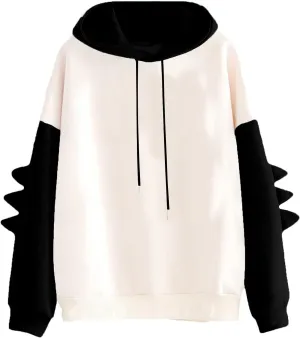 Cute Hoodies for Women Teen Girls Crewneck Dinosaur Long Sleeve Hooded Pullover Sweatshirt Oversized Fall Cartoon Hoodie