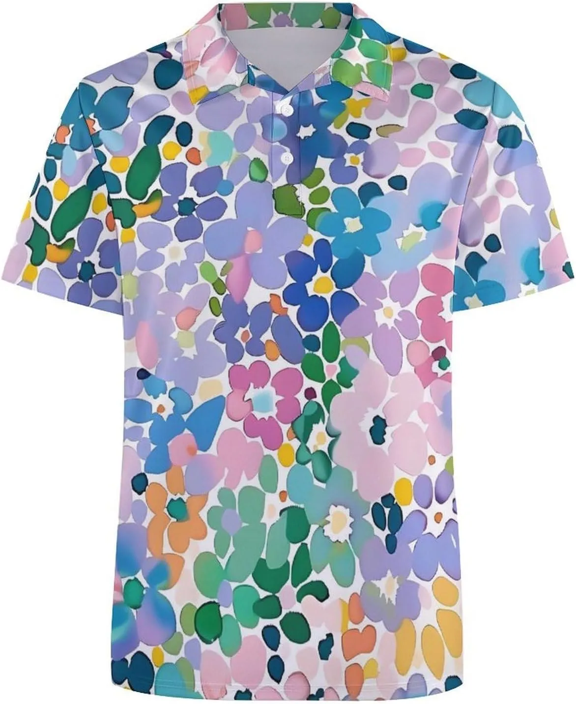 Cute Tiny Pastel Abstract Floral Mens Polo Shirts Quick Dry Short Sleeve T-shirts Slim Tennis Collared Tees Tops