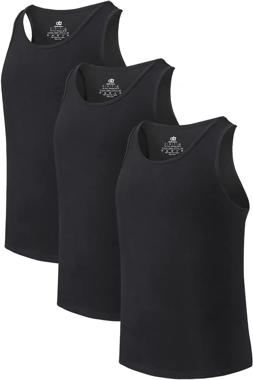 DAVID ARCHY Men's Undershirts Combed Cotton Tank Tops Soft Moisture-Wicking Shirt Breathable A-Shirt for Men 3 Pack