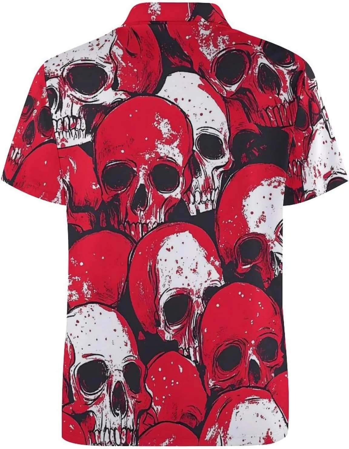 Death Skulls Blood Splatter Mens Polo Shirts Quick Dry Short Sleeve T-shirts Slim Tennis Collared Tees Tops