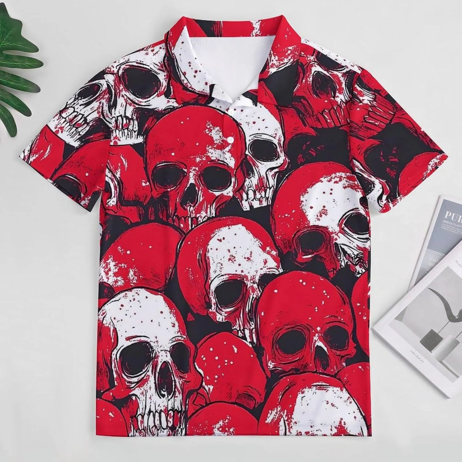 Death Skulls Blood Splatter Mens Polo Shirts Quick Dry Short Sleeve T-shirts Slim Tennis Collared Tees Tops