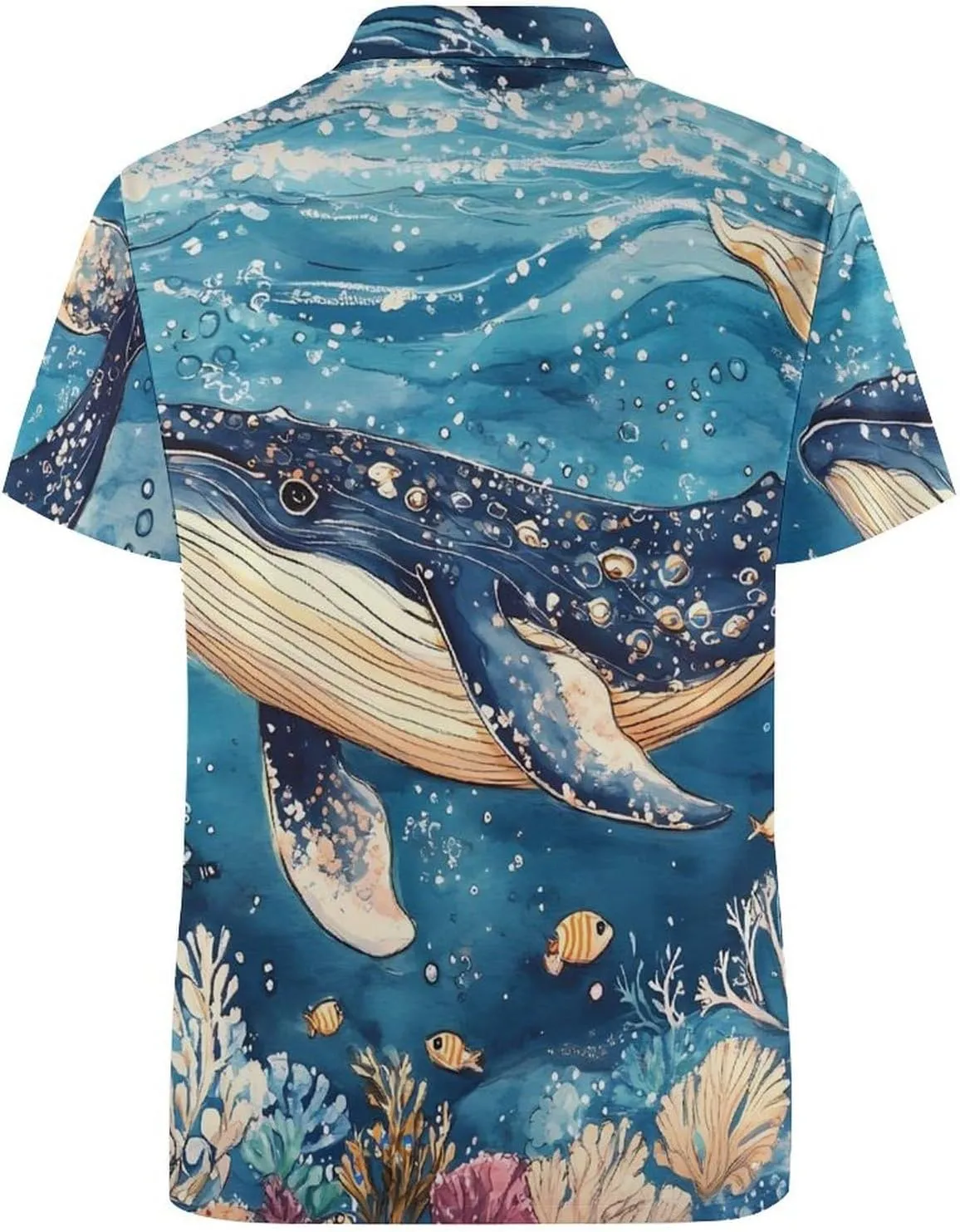 Deep Sea Whale Tropical Fish Coral Mens Polo Shirts Quick Dry Short Sleeve T-shirts Slim Tennis Collared Tees Tops