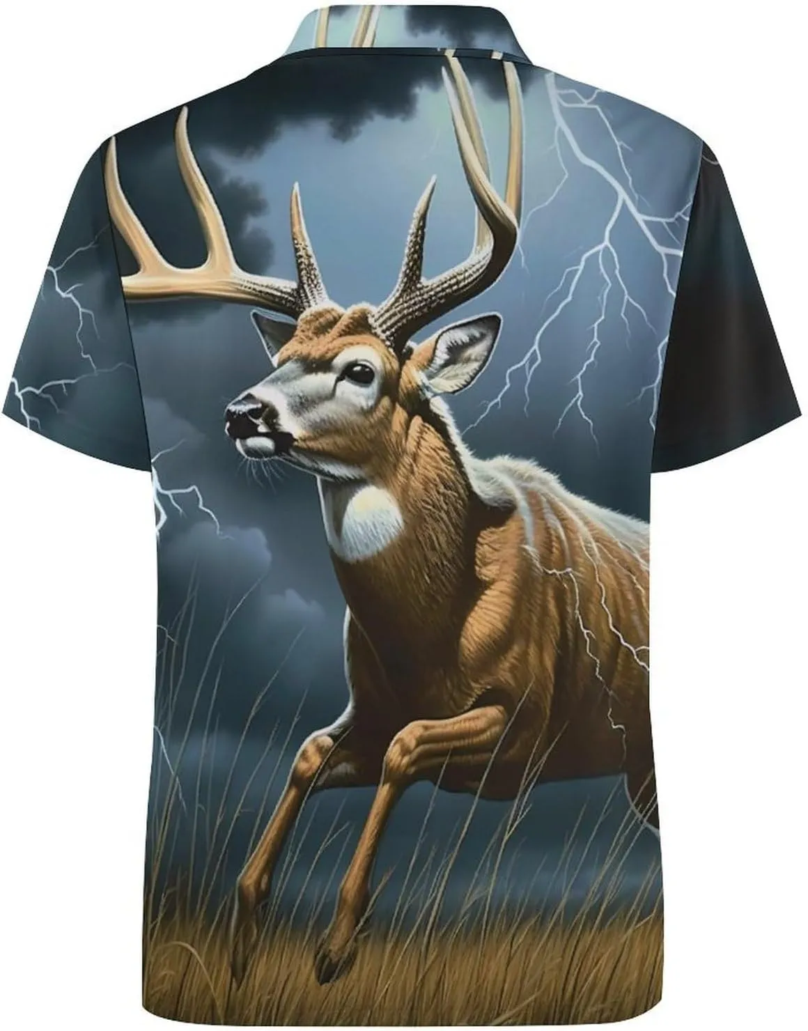 Deer Thunder Mens Short Sleeve Polo Shirts Straight Sports Golf Tennis T-Shirt Quick Dry Long Top