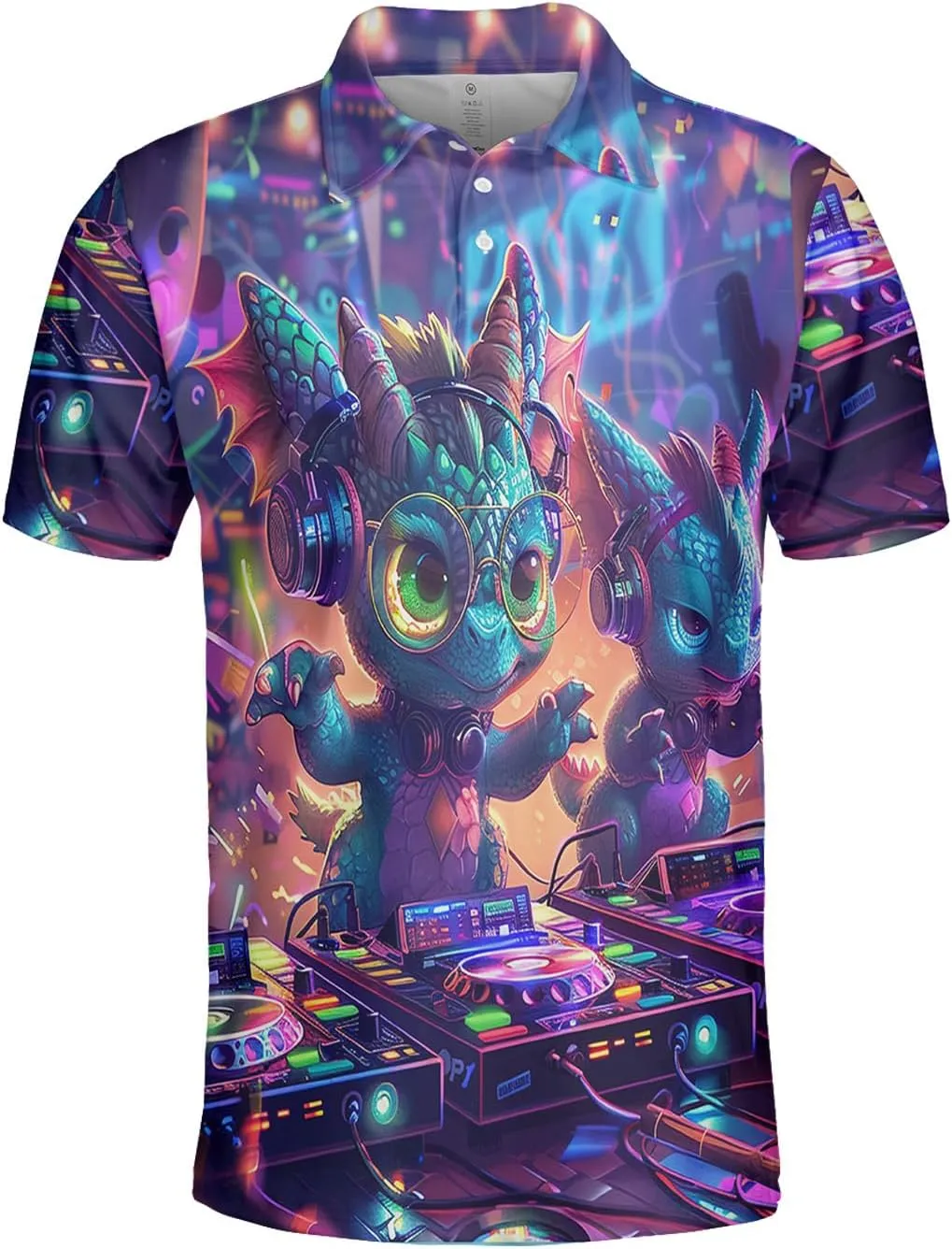 DJ Animals Men's Polo Shirts - Music World Short Sleeve Regular Fit Golf Shirts for Men Series 22