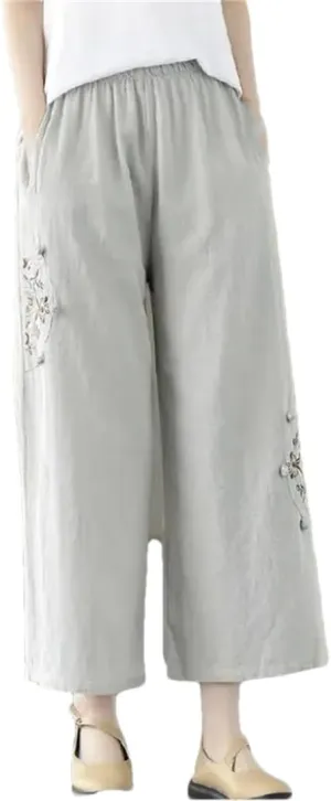 Dndrdhfb Women's High-Waisted Wide-Leg Pants Thin Elastic Band Harem Pants Casual Straight Pants
