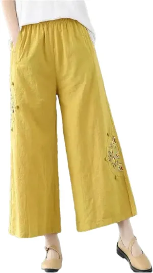 Dndrdhfb Women's High-Waisted Wide-Leg Pants Thin Elastic Band Harem Pants Casual Straight Pants