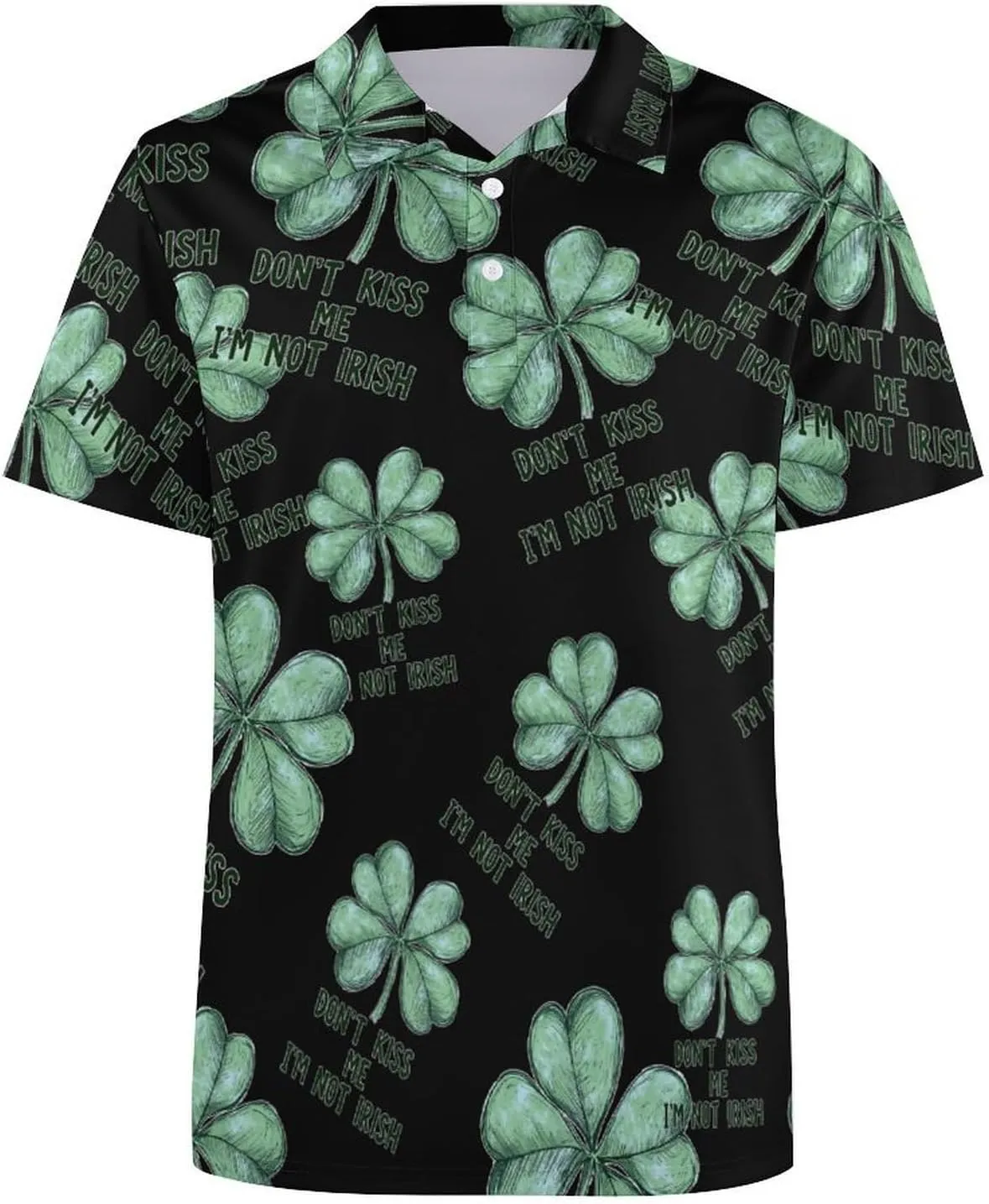 Don't Kiss Me I'm Not Irish Mens Polo Shirts Quick Dry Short Sleeve T-shirts Slim Tennis Collared Tees Tops